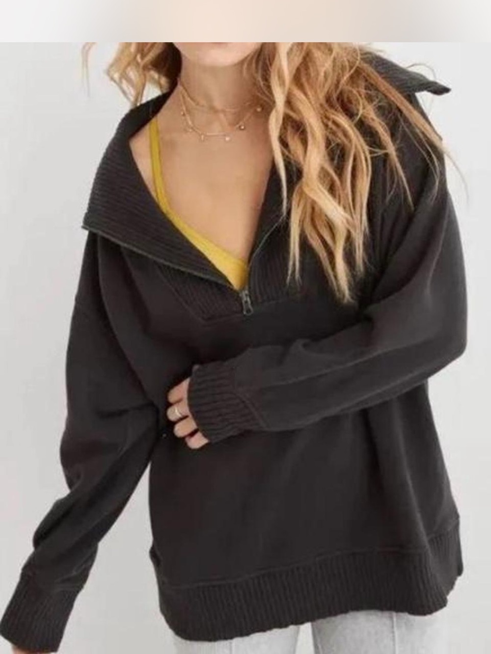 Aerie‎ Gray Down To Earth Pullover Sweatshirt Large Oversized